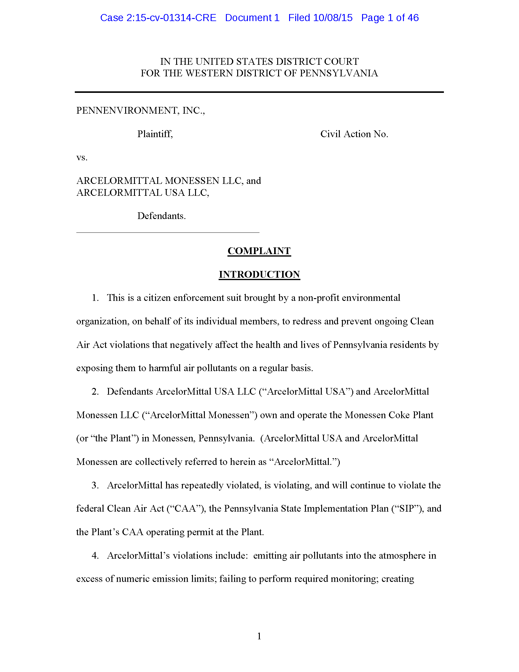 page 1 of 2015-10-08 Complaint Filed